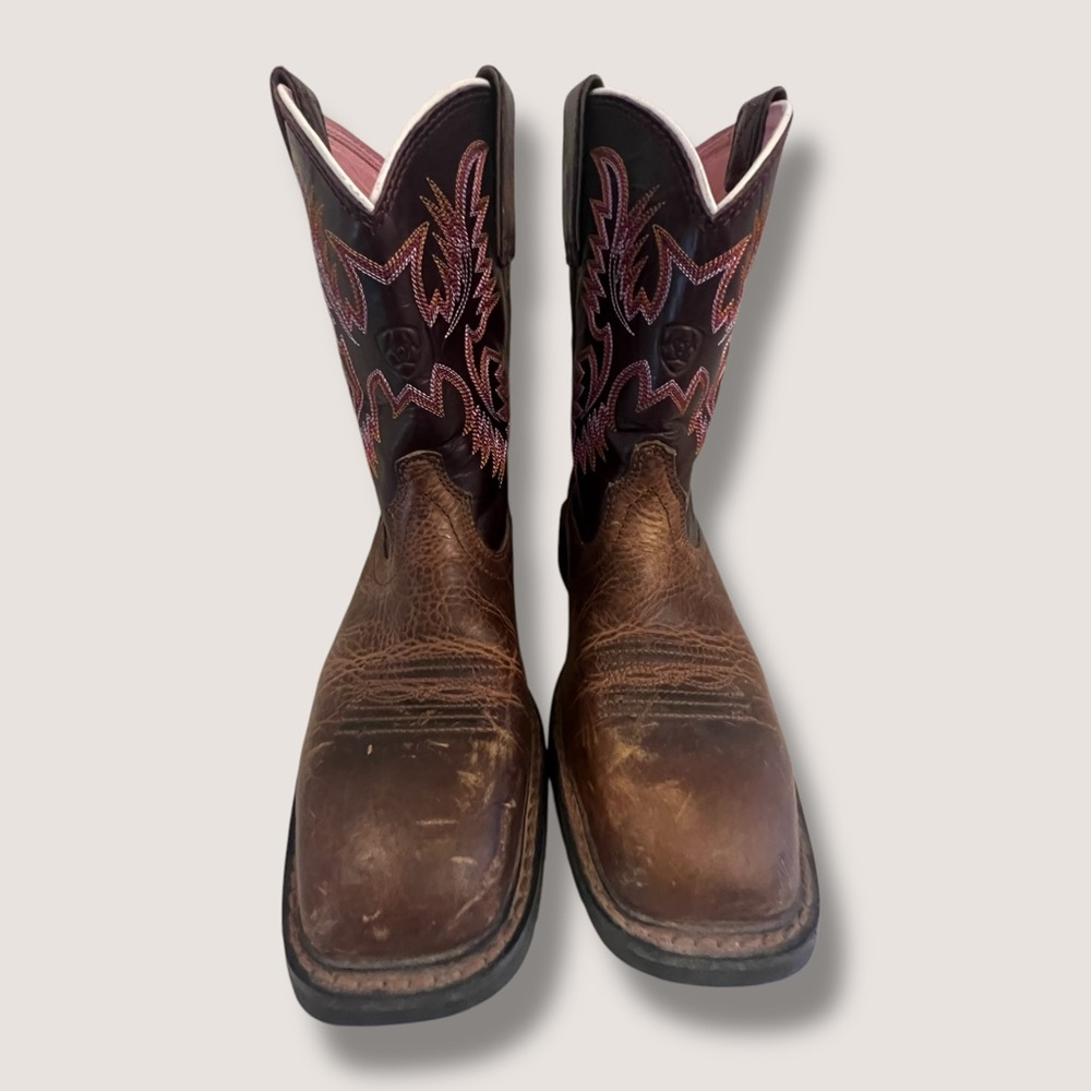 Ariat Brown and Pink Western Boots